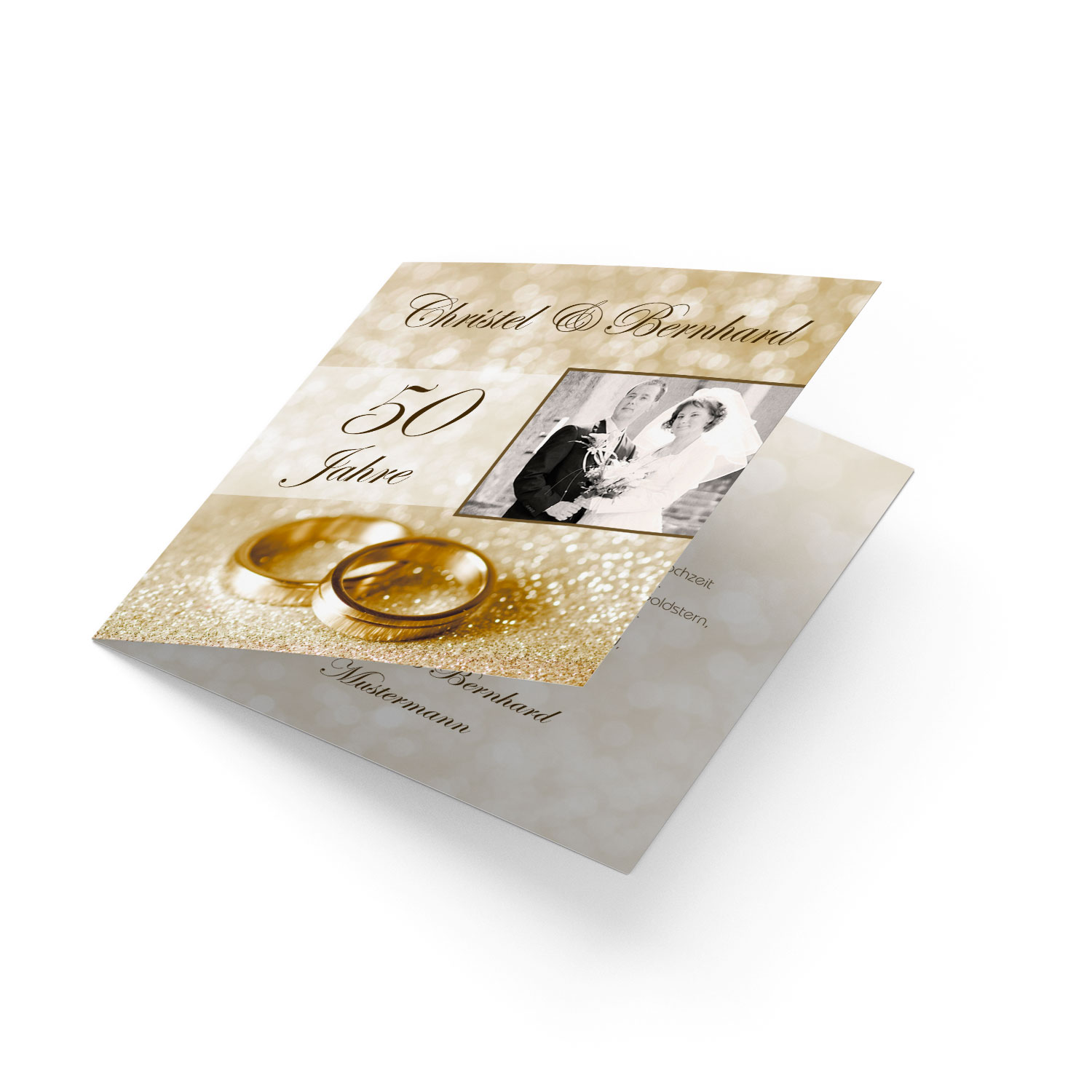 Einladung zur Goldenen Hochzeit Klassisch Gold