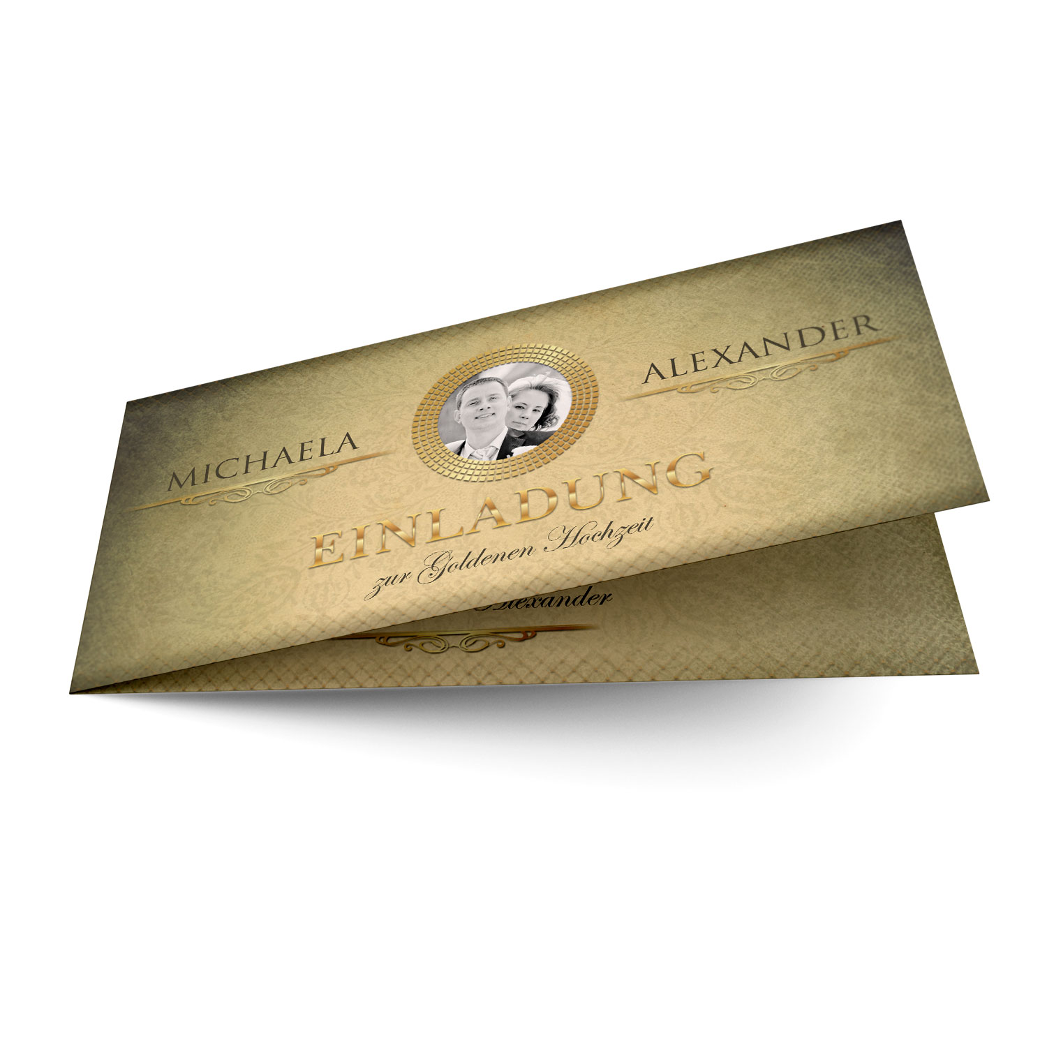 Einladung zur Goldenen Hochzeit Vintage Gold