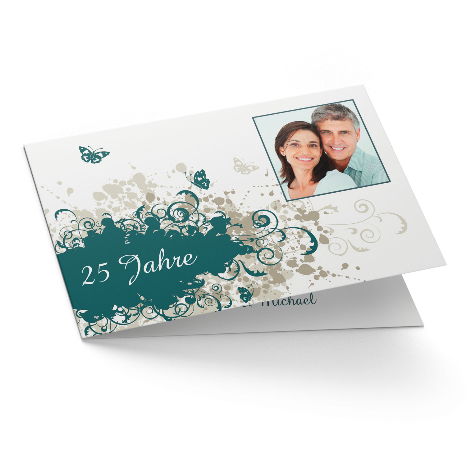Einladungskarte Silberne Hochzeit Vintage Herbst