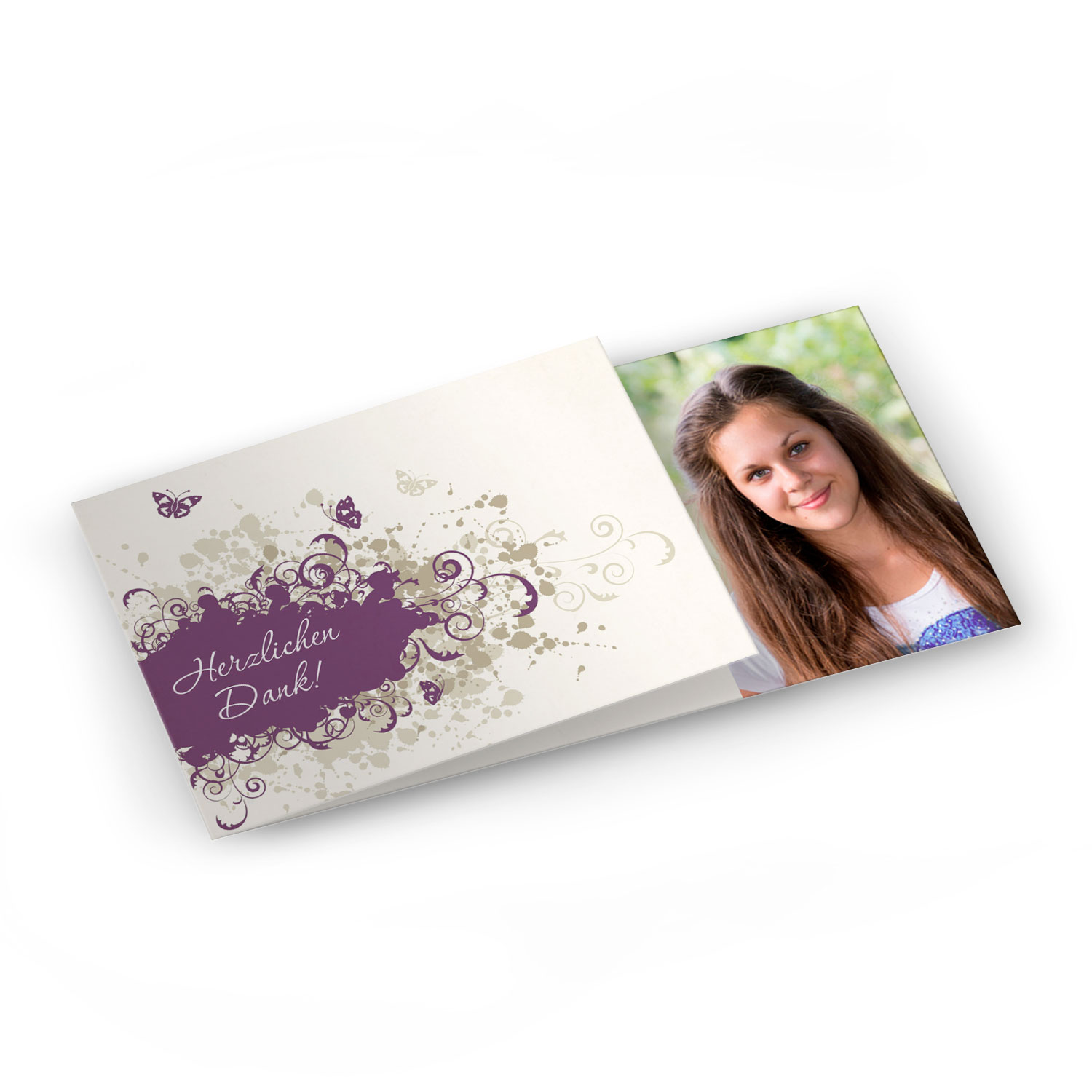 Jugendweihe Dankseskarte Butterfly Violett