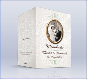 Menükarte zur Goldhochzeit Vintage