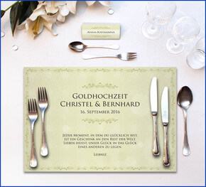 Tischset zur Goldenen Hochzeit Vintage Grün