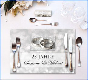 Tischset Silberhochzeit Klassisch Silber