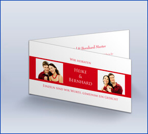 Hochzeitseinladungskarte Rot-Weiß