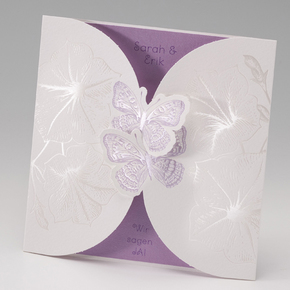 Hochzeitseinladung „Schmetterling Violett“