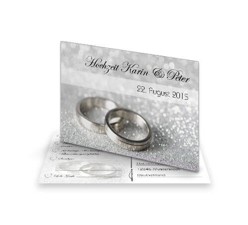 Antwortkarte zur Hochzeit  'Seide-Silber'