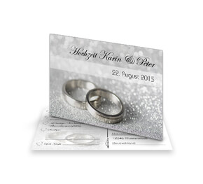 Antwortkarte zur Hochzeit  Seide-Silber