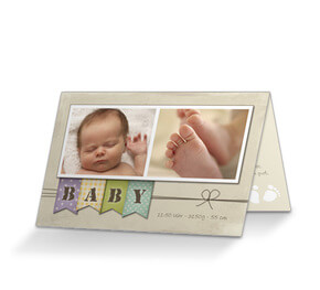Baby Geburtskarte Vintage