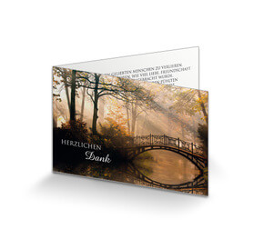 Dankeskarte Trauer Brücke im Morgenlicht