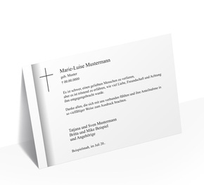 Dankeskarte Trauer Kreuz Stilvoll