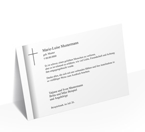 Dankeskarte Trauer Kreuz Stilvoll