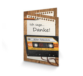 Danksagung Geburtstag Retro Kassette