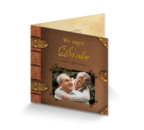Danksagungskarte Goldene Hochzeit 'Altes Buch'