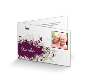 Danksagungskarte Goldene Hochzeit Vintage Violett