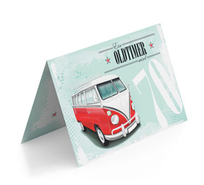 Einladungskarte zum 70. Geburtstag Oldtimer