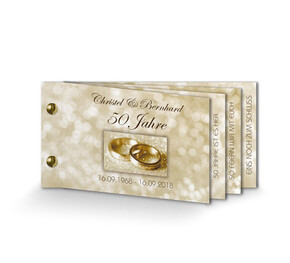 Einladung Goldene Hochzeit 'Klassisch Gold Booklet'