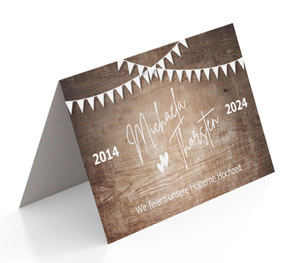 Einladung Hölzerne Hochzeit Wimpelkette