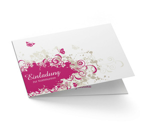 Einladung Kommunion Butterfly Pink
