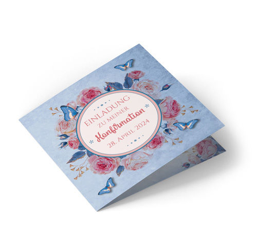 Einladung Konfirmation Schmetterling Vintage