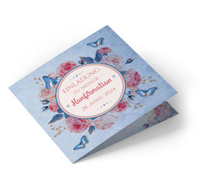 Einladung Konfirmation Schmetterling Vintage