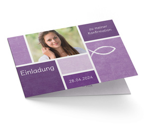 Einladung Konfirmation Klassisch Violett