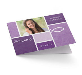 Einladung Konfirmation Klassisch Violett