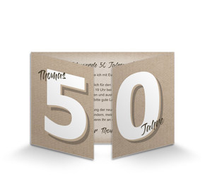 Einladung zum 50. Geburtstag Kraftpapieroptik