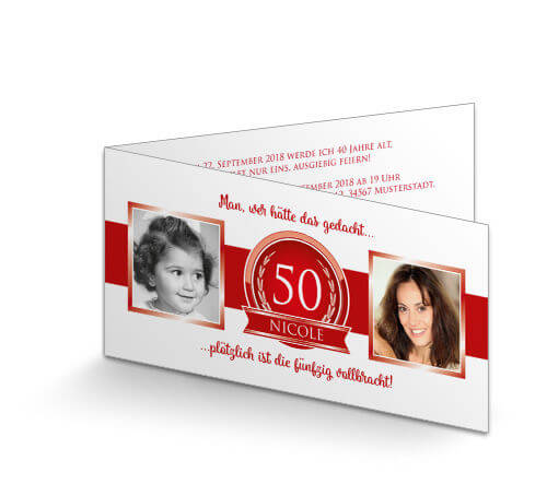 Einladung Zum 50 Geburtstag Klassisch Rot