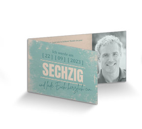 Einladung zum 60. Geburtstag Türkis Vintage