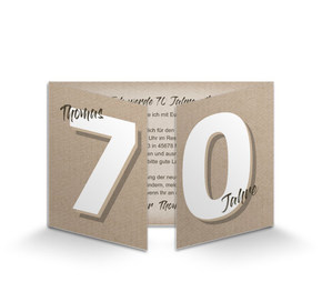 Einladung zum 70. Geburtstag Kraftpapieroptik
