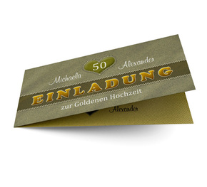 Einladung zur Goldenen Hochzeit Batist Gold