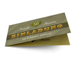 Einladung zur Goldenen Hochzeit Batist Gold