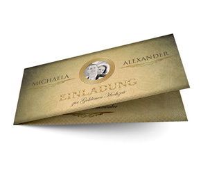 Einladung zur Goldenen Hochzeit Vintage Gold