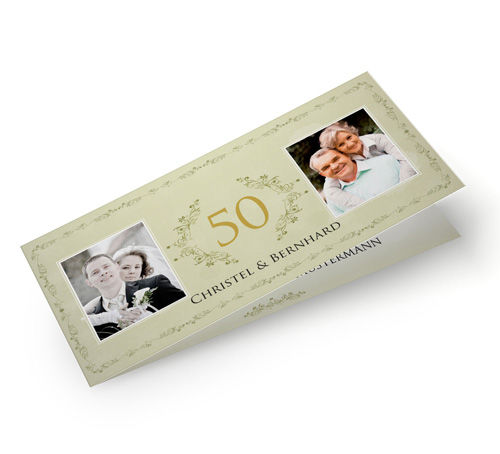 Einladungskarte Goldhochzeit Vintage Grün