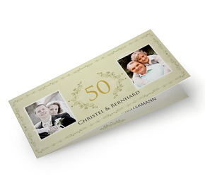 Einladungskarte Goldhochzeit Vintage Grün