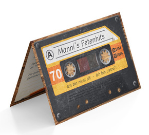 Einladung 70. Geburtstag Retro Kassette