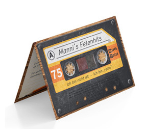 Einladung 75. Geburtstag Retro Kassette