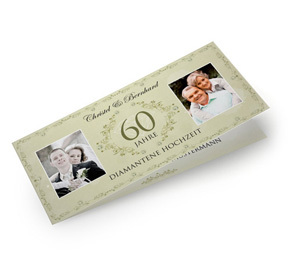 Einladungskarte Diamantene Hochzeit Vintage Grün