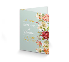 Einladungskarte Goldene Hochzeit Vintage Floral