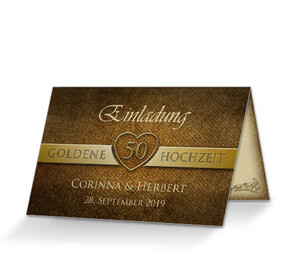 Einladungskarte Goldene Hochzeit 50 Jahre zusammen