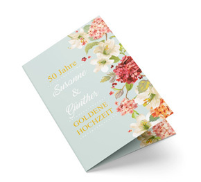 Einladungskarte Goldene Hochzeit Vintage Floral