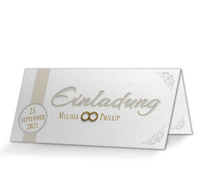 Einladungskarte Hochzeit Weiß-Gold