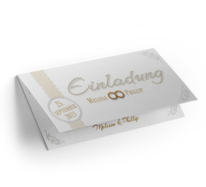 Einladung zur Goldenen Hochzeit 'Weiß-Gold'