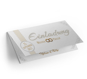 Einladung zur Goldenen Hochzeit Weiß-Gold