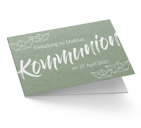 Einladungskarte Kommunion Papierboot