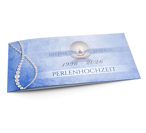 Einladungskarte Perlenhochzeit Perlenschnur