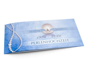 Einladungskarte Perlenhochzeit Perlenschnur