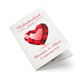 Einladungskarte Rubinhochzeit