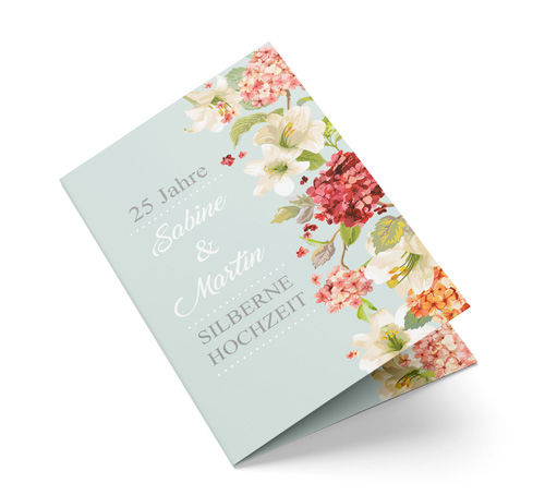 Einladungskarte Silberhochzeit Vintage Floral