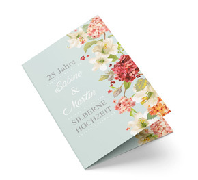 Einladungskarte Silberhochzeit Vintage Floral